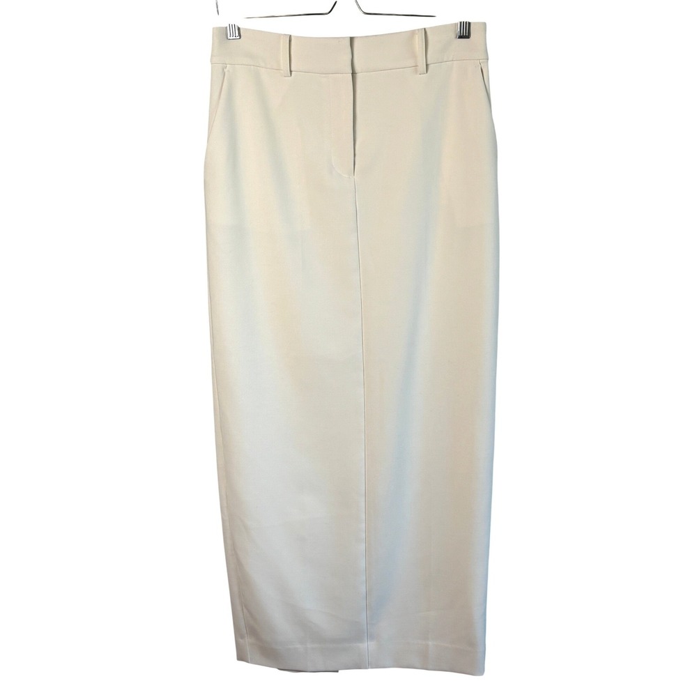 Karen Millen Ivory Tailored Maxi Skirt Slit Back Pencil Skirt US 4 Elegant